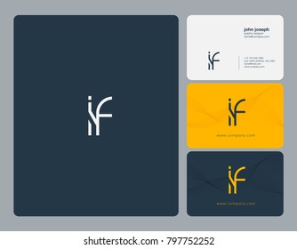 Letters I F, I&F joint logo icon with business card vector template.