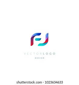 Letters F J, F & J logo, multi colour letters icon vector template.