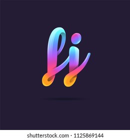Letters F J, F & J logo, multi colour letters icon vector template.