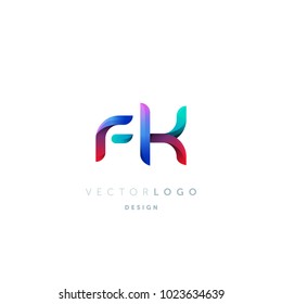 Letters F K, F & K logo, multi colour letters icon vector template.