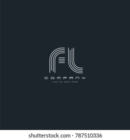 Letters F L joint line logo icon. Stroke letter vector element.
