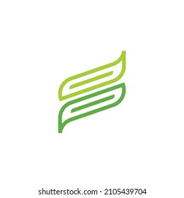 letters f leaf green line geometric logo vector