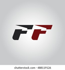 The letters F and F logo automotive black and red colored