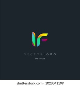 Letters I F, I & F logo, multi colour letters icon vector template.