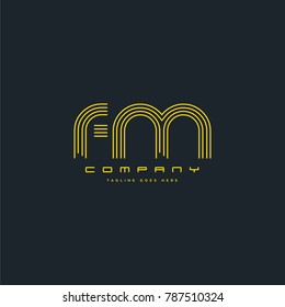 Letters F M joint line logo icon. Stroke letter vector element.
