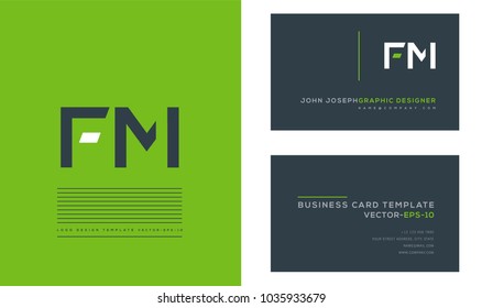 Letters F M, F & M joint logo icon with business card vector template.