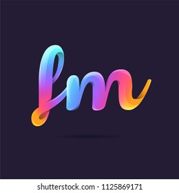 Letters F M, F & M logo, multi colour letters icon vector template.