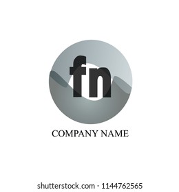 Letters f and n. The creative concept of gray shaped figures on a white background. Vector illustration.