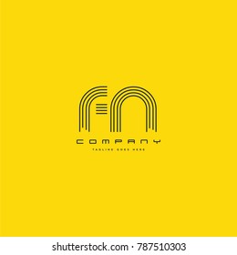 Letters F N joint line logo icon. Stroke letter vector element.
