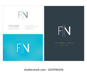 Letters F N, F & N joint logo icon with business card vector element.
