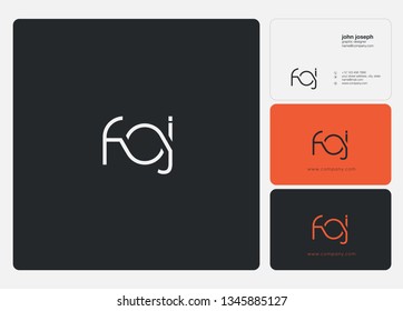 Letters F O J Joint logo icon with business card vector template.