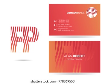 Letters F P Logo icon with Business Card Template Vector.