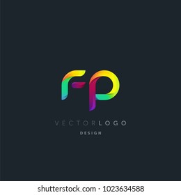 Letters F P, F & P logo, multi colour letters icon vector template.