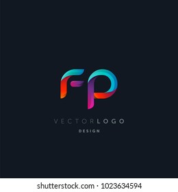 Letters F P, F & P logo, multi colour letters icon vector template.