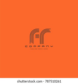 Letters F R joint line logo icon. Stroke letter vector element.
