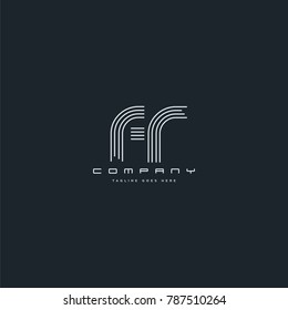 Letters F R joint line logo icon. Stroke letter vector element.

