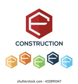 Letters F set,Hexagon vector logo design template