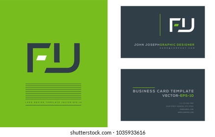 Letters F U, F & U joint logo icon with business card vector template.