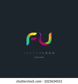Letters F U, F & U logo, multi colour letters icon vector template.