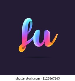 Letters F U logo, multi colour letters icon vector template.