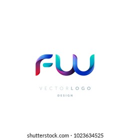 Letters F W, F & W logo, multi colour letters icon vector template.