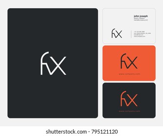 Letters F X, F&X joint logo icon with business card vector template.
