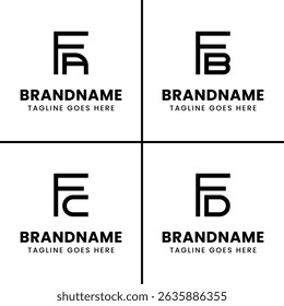 Letters FA FB FC FD Monogram Logo, for any business with FA AF FB BF FC CF FD DF initials