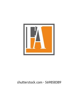Letters FA orange gray