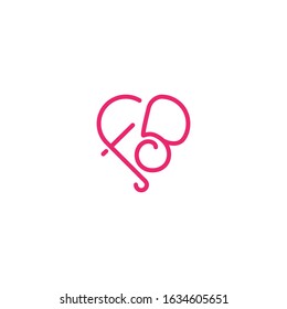 Letters FB forming heart symbol logo vector icon initial company name sign illustration