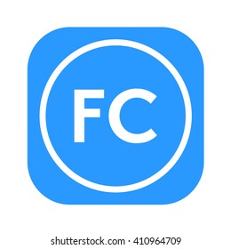 letters FC rounded square shape icon logo blue