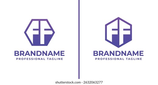 Letras FF Hexagon Logo Set, adecuado para negocios con iniciales FF o FF