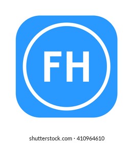 letters FH rounded square shape icon logo blue