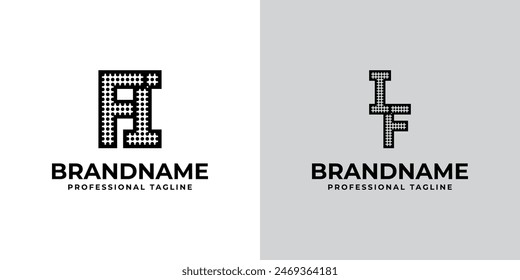 Letters FI and IF Dot Monogram Logo, Suitable for business with FI or IF initials