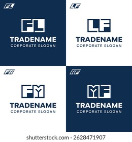 Letters FL LF FM MF Square and Dynamic Logo Set