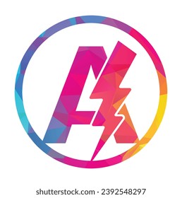letters A with flash logo. Lightning Thunder Letter A logo design. Flash logo. initial A logo design vector template