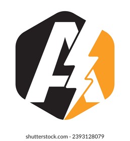 letters A with flash logo. Lightning Thunder Letter A logo design. Flash logo. initial A logo design vector template