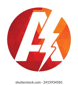 letters A with flash logo. Lightning Thunder Letter A logo design.