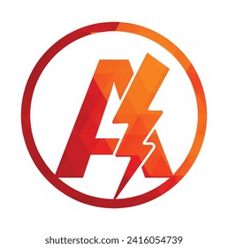letters A with flash logo. Lightning Thunder Letter A logo design.