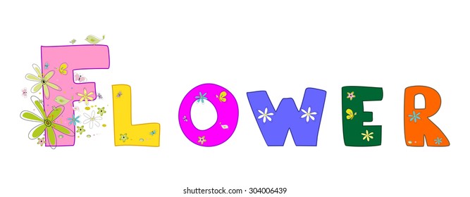 Letters and flowers vector illustration