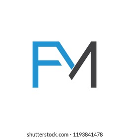letters fm linked geometric logo vector