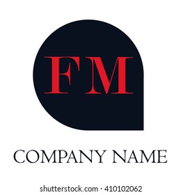 letters FM rounded square shape icon logo blue red 