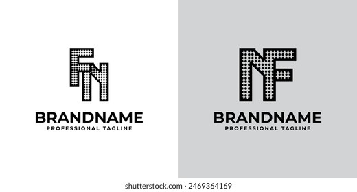 Buchstaben FN und NF Dot Monogram Logo, geeignet für Unternehmen mit FN oder NF Initialen