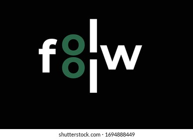 Letters forming word follow. Lettering creative design. Vector illustration Isolated on black background. Follow word. Design for banner, poster, card and web.