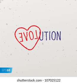 Letters forming a word game with the word Evolution, vector Eps10 image.