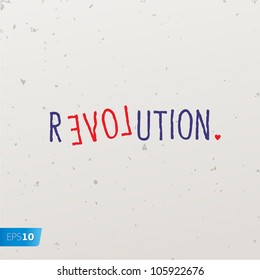 Letters forming a word game with the word revolution, vector Eps10 image.