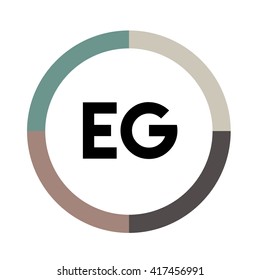 EG letters, four colors in abstract background logo, design identity in circle, alphabet letter