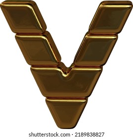Letters from four horizontal blocks. letter v