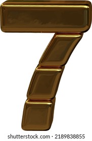 Buchstaben aus vier horizontalen Blöcken. Nummer 7