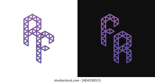 Letters FR and RF Polygon Logo Set, suitable for business related to polygon with FR and RF initials