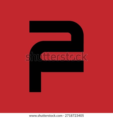 Letters FS, 2F or F2 Monogram Logo Design isolated with dark red background. 